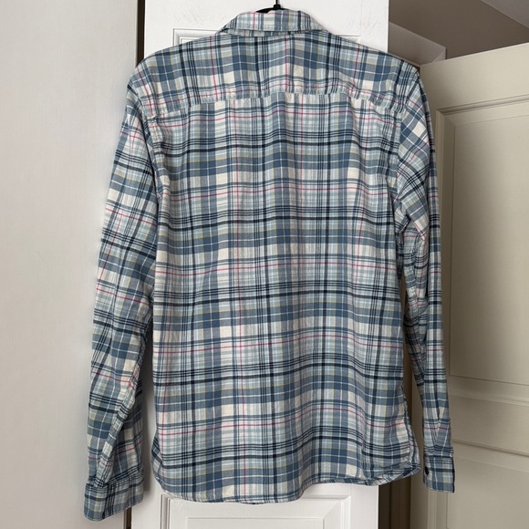 Patagonia Organic Cotton Fjord Flannel Blue Plaid Shirt Size Medium EUC - Picture 4 of 4